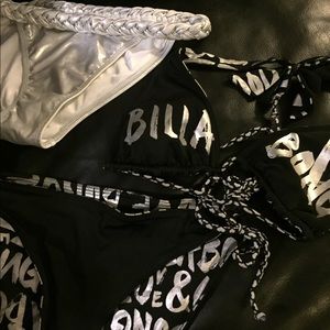 BillaBong/Wetseal medium 3pc black/silver bikini